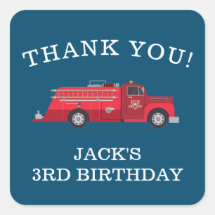 Sticker Carré Pompier de pompier de camion-pompier Vintage moder