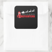 Sticker Carré Pompier Noël Cadeaux du Père Noël Fireman (Sac)