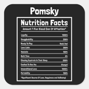 Sticker Carré Pomsky Nutrition Facts Drôle Chien Cadeau