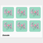 Sticker Carré Poney (Feuille)