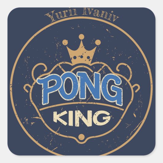 Sticker Carré Pong King bleu (Devant)