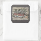 Sticker Carré Pont couvert et garçon (Sac)