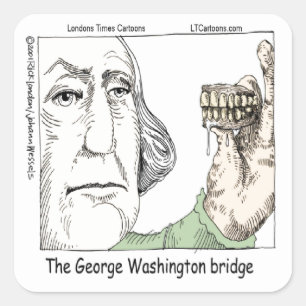 Sticker Carré Pont George Washington & Dentiers Cadeau Amusant