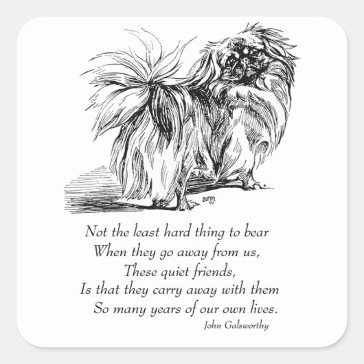 Sticker Carré Pont Pekingese Chien Rainbow (Devant)