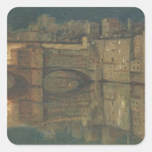 Sticker Carré Ponte Vecchio, Florence (huile sur la toile)