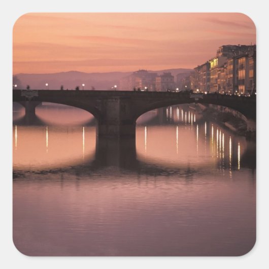 Sticker Carré Ponts sur la rivière Arno au coucher du soleil, 2 (Devant)