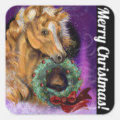 Sticker Carré Pony avec la couronne de Noël (Devant)