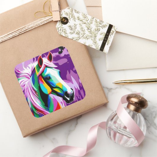 Sticker Carré Pony coloré (Cadeaux)