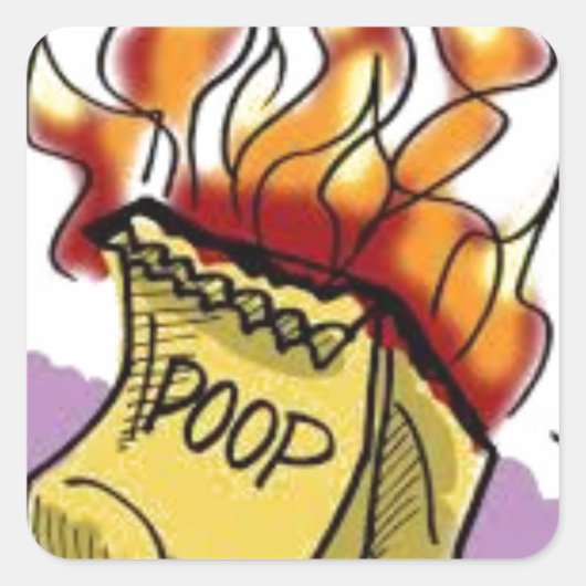 Sticker Carré Poo flamboyant (Devant)