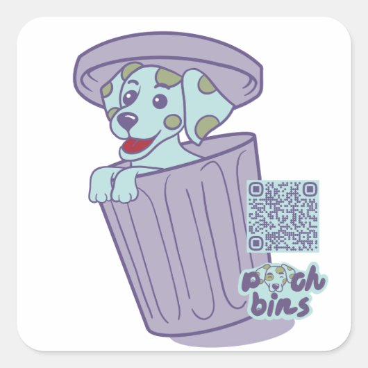 Sticker Carré Pooch Bins Dalmatie (Devant)