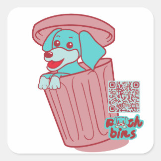 Sticker Carré Pooch Bins Weiner Chien