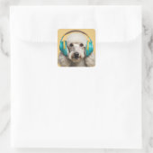 Sticker Carré Poodé avec casque (Sac)