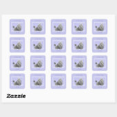Sticker Carré Poodé Jouet miniature Silver Grey Blue Chien Art S (Feuille)
