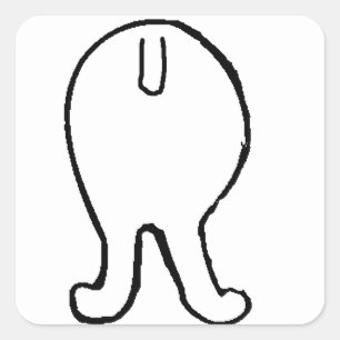 Sticker Carré poodle butt blanc