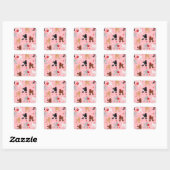 Sticker Carré Poodle Valentine Motif (Feuille)
