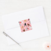 Sticker Carré Poodle Valentine Motif (Enveloppe)