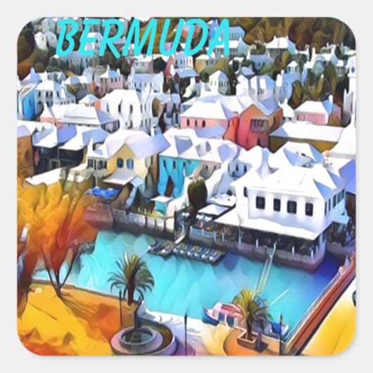 Sticker Carré Pop Art Bermuda (Devant)