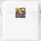 Sticker Carré Pop Art Champignons et Disque Golf Course Ai Art (Sac)