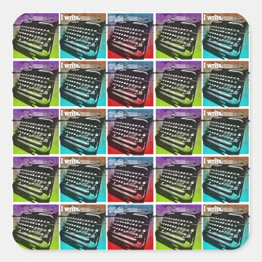 Sticker Carré Pop Art Cool pour écrivains et auteurs (Devant)