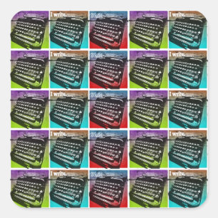 Sticker Carré Pop Art Cool pour écrivains et auteurs