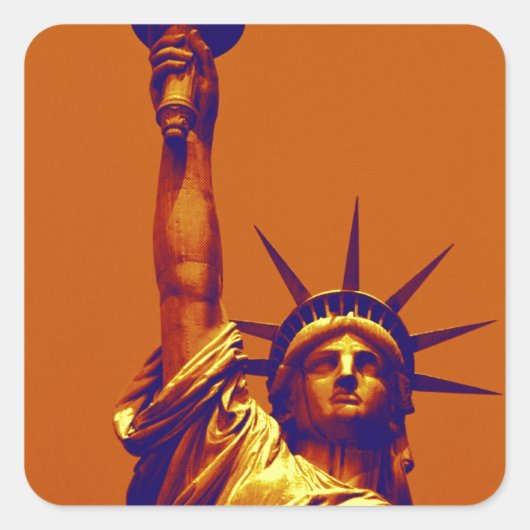 Sticker Carré Pop Art Lady Liberty (Devant)