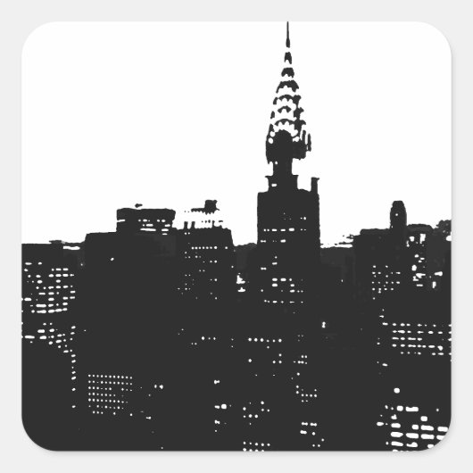 Sticker Carré Pop Art New York Silhouette (Devant)