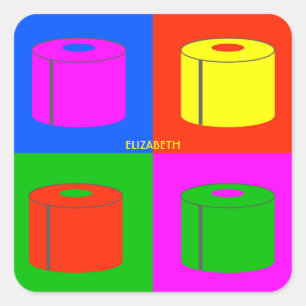 Sticker Carré Pop art Psychedelic Toilet Paper Vibrant