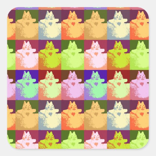 Sticker Carré Pop Art Snow Kitty (Devant)