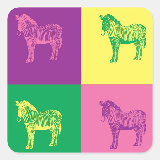 Sticker Carré Pop Art Zebra (Devant)