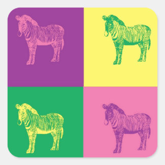 Sticker Carré Pop Art Zebra