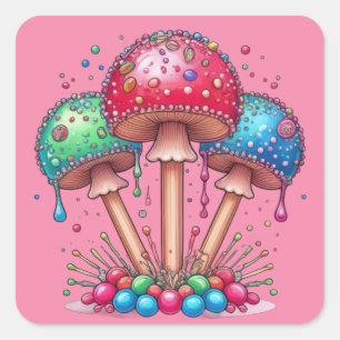 Sticker Carré Pop de champignons