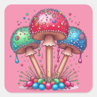 Sticker Carré Pop de champignons