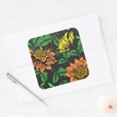 Sticker Carré Pop Fleurs Lumineuses de l'Arrière - plan noir (Enveloppe)