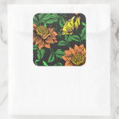 Sticker Carré Pop Fleurs Lumineuses de l'Arrière - plan noir (Sac)