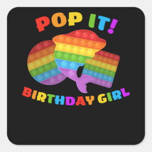 Sticker Carré Pop It Dot Day Dolphin Pour Fille Anniversaire
