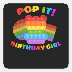 Sticker Carré Pop It Dot Jour Ours Pour Fille Anniversaire