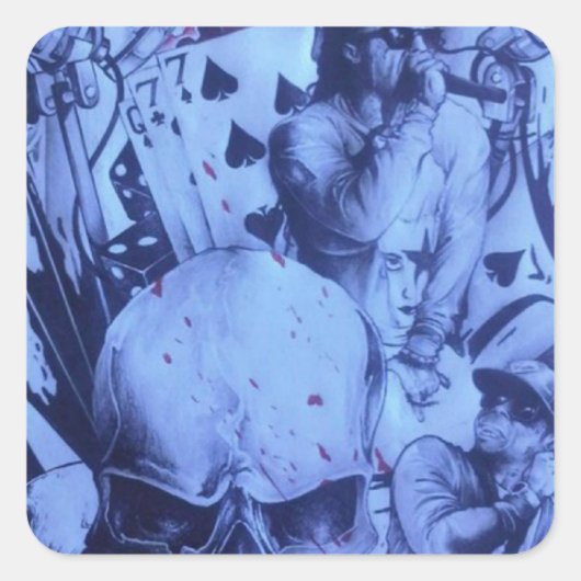 Sticker Carré Pop Musicians Blue Purple Art Imprimer (Devant)