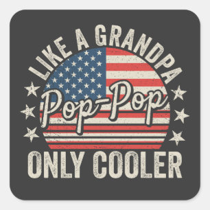 Sticker Carré Pop-Pop comme un grand-père mais en plus cool Drap