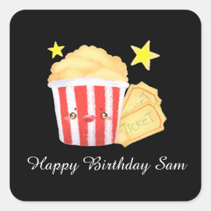 Sticker Carré Popcorn Et Billets De La Nuit Du Film