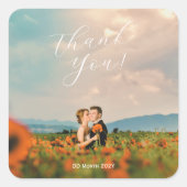 Sticker Carré Poppies rustiques simples bleues jaunes aquarelles (Devant)