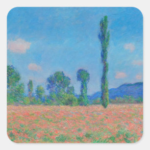 Sticker Carré Poppy Field, Giverny (1891) Claude Monet fine art