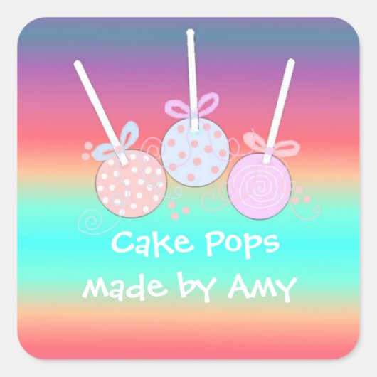 Sticker Carré Pops de gâteau joyeux (Devant)