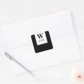 Sticker Carré Popular Monogram black minimalist Wedding  (Enveloppe)