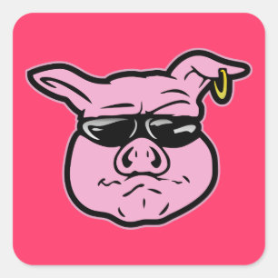 Sticker Carré Porc de cycliste