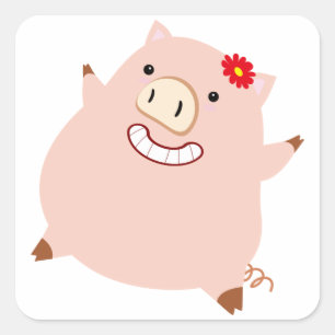 Sticker Carré Porcin assez dodu