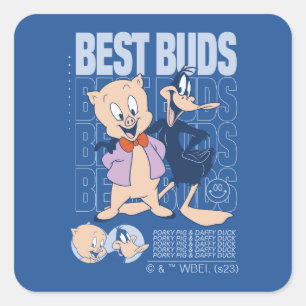 Sticker Carré Porky Pig & DAFFY DUCK™ Best Buds