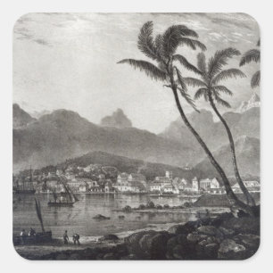 Sticker Carré Port Louis "Vues sur l'île Maurice" par