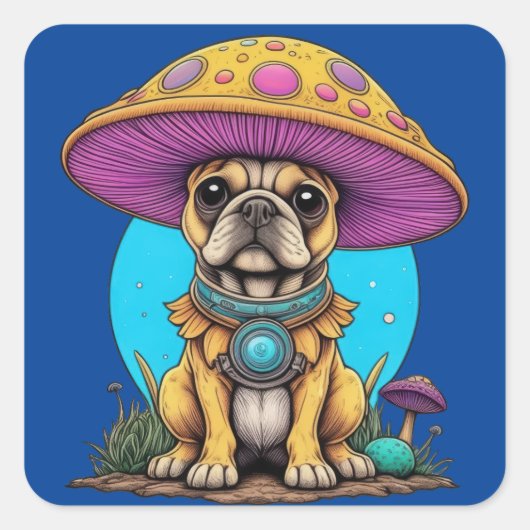 Sticker Carré Portabella Pooch (Devant)