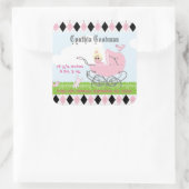 Sticker Carré Porte-bébé rose Vintage (Sac)