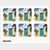 Sticker Carré Porte en bois vert d'eau (Feuille)